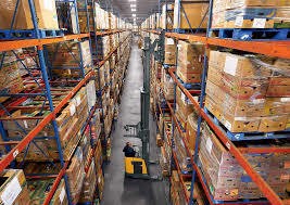 Narrow Aisle Forklift in Warehouse
